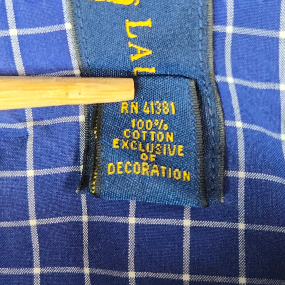 Ralph Lauren Button Down Shirt Mens XL Blue Windowpane Check Long Sleeve Cotton - Picture 8 of 14